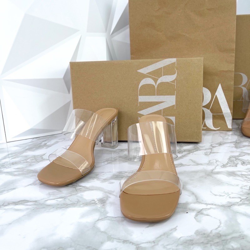 ZARA Heels Transparan Kaca Vynil 7cm & 9cm Wanita Original Import ZS013 Zr-160 Shoes