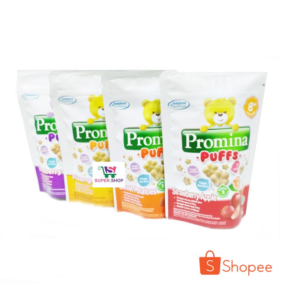 Promina Puffs Pisang / Blueberry / Strawberry Apple / Sweet Potatoes 15 Gram . Snack bayi