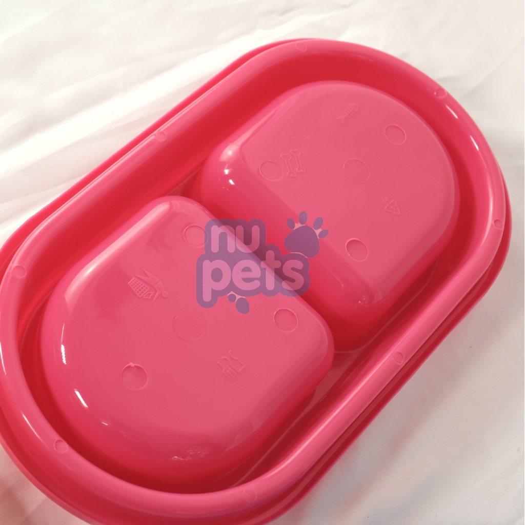 Tempat Makan Kucing Anjing Dua 2 Sisi Double Bowl Anti Semut Ukuran Size Besar