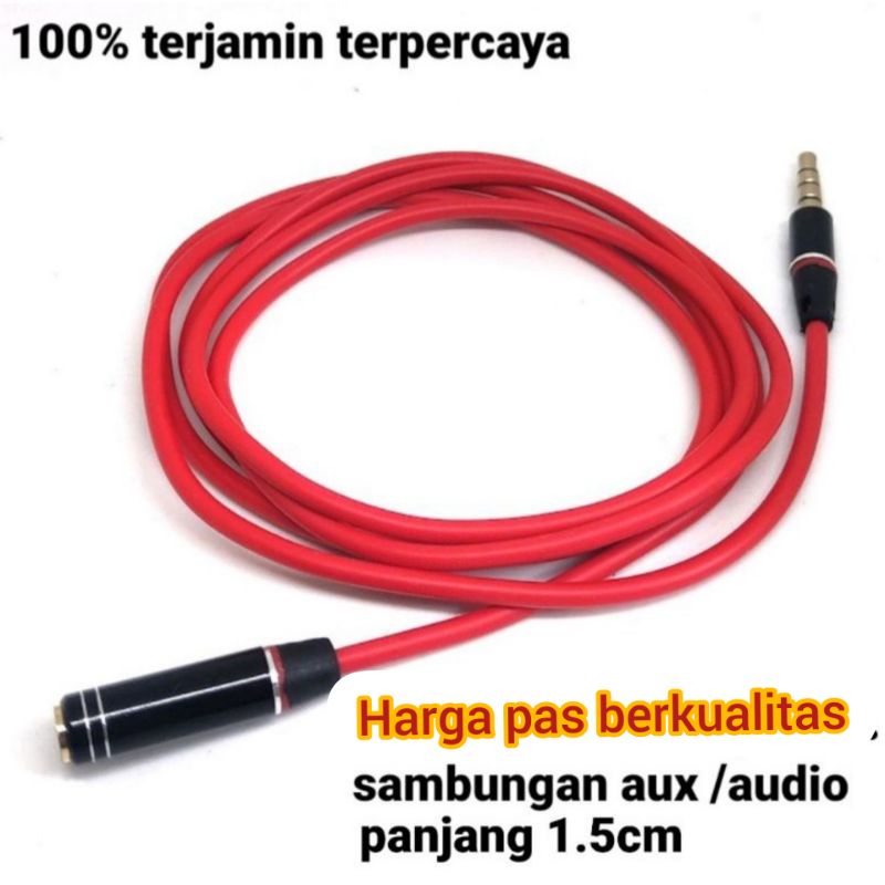 0Kabel jack Earphone audio Extension cabel/sambungan aux panjang 1.5m