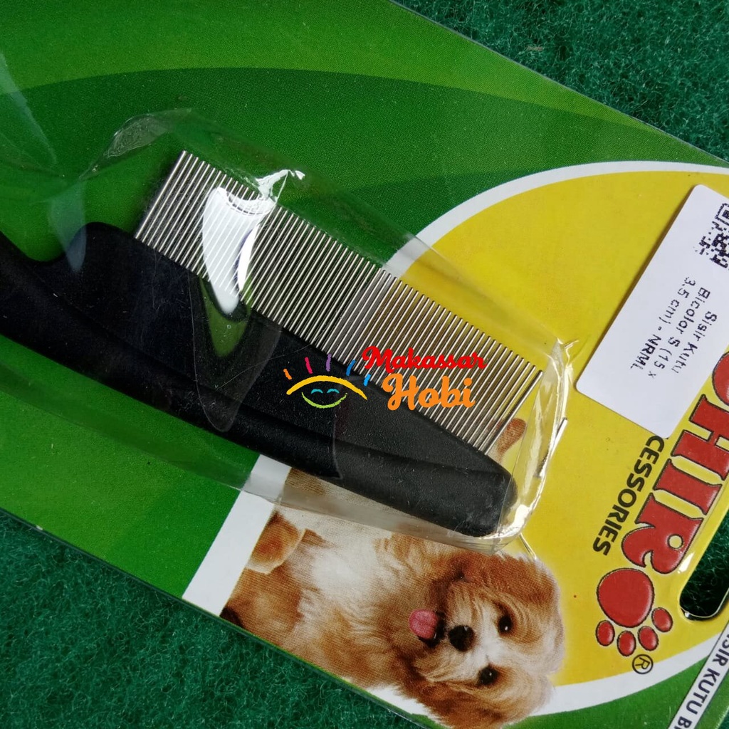 Sisir Kutu Bicolor S Chiro Uk 15 x 3.5 cm Grooming Bulu Kucing Anjing