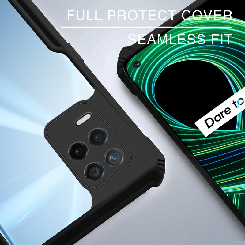 Case REALME 8 5G Armor Fushion Transparent Casing + Tempered Glass Full Layar dan Skin Carbon