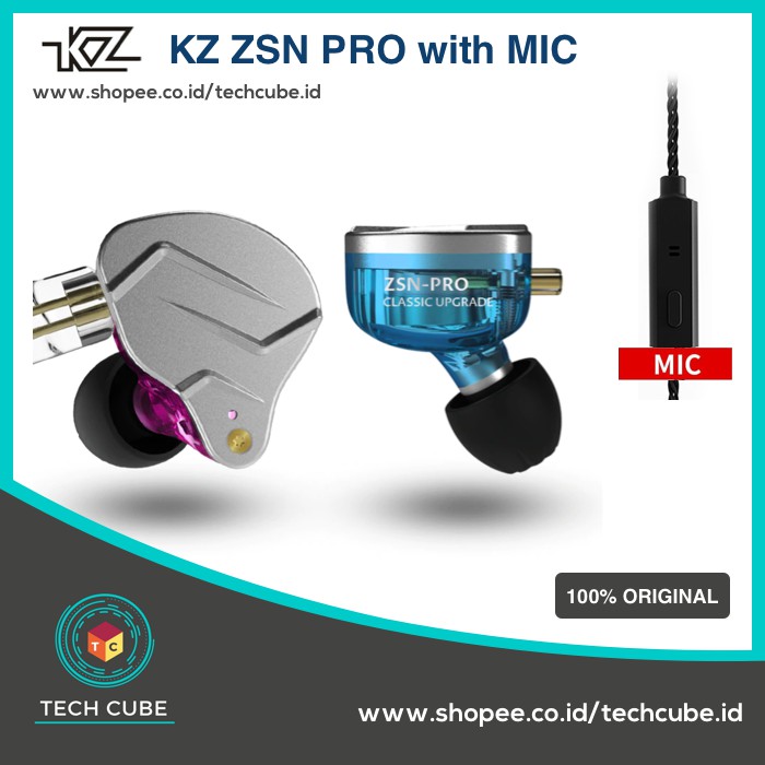 KZ ZSN PRO with MIC In Ear Earphone Headset Hybrid 1BA 1DD HIFI Bass