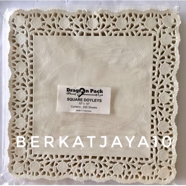 Paper Doyleys Kotak 10&quot;x10&quot; PUTIH (Isi 10 Pcs) Kertas Doilies Alas Renda 25x25 cm