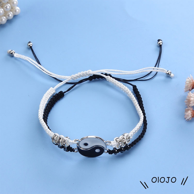 Couple Gelang Tali Handmade Bracelet Dapat ​Disesuaikan Desain Yin Yang Tai Chi Trigram Untuk Pasangan - ol