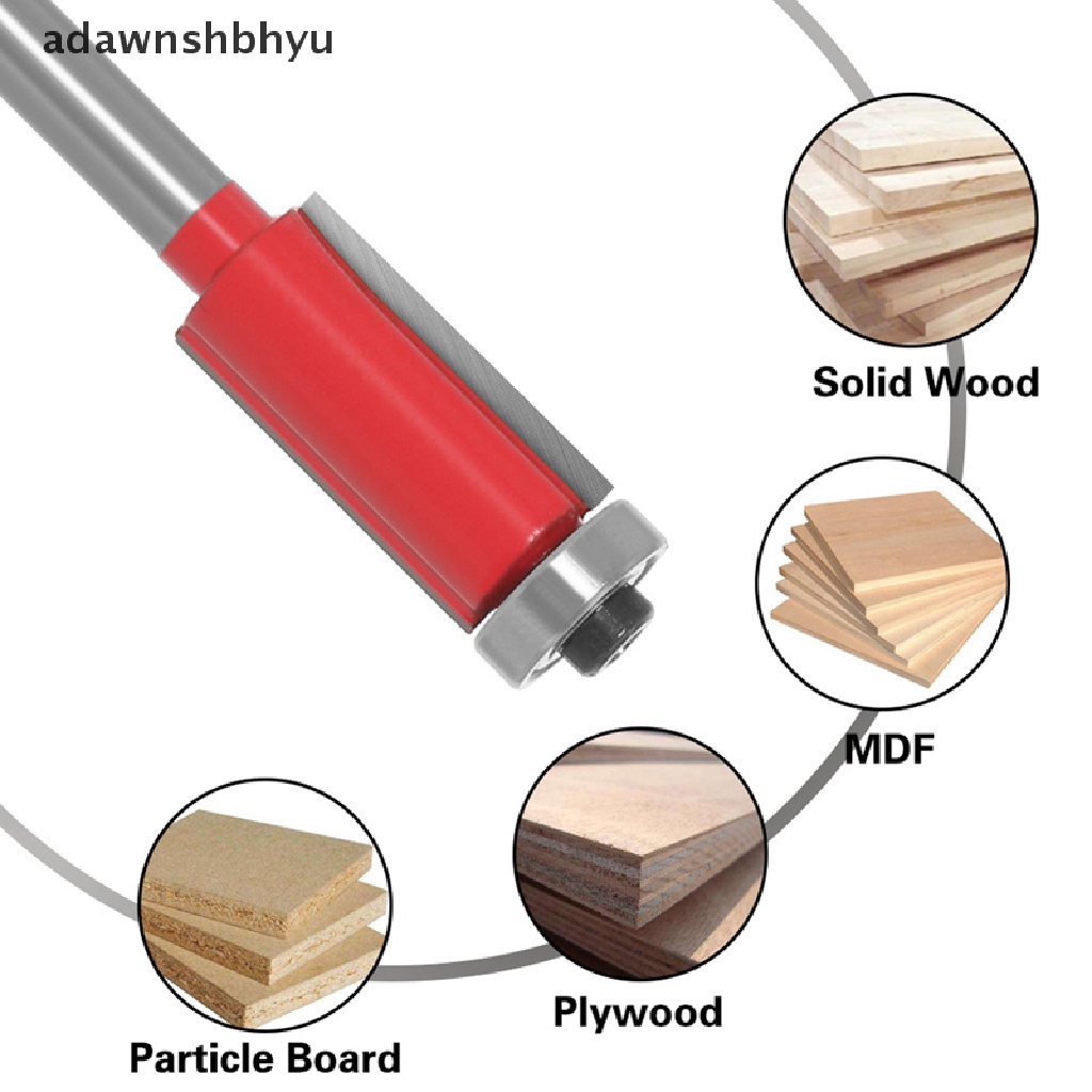 Adawnshbhyu 6mm 1/4&quot; Shank Flush Trim Router Bits End Mill Untuk Kayu Dipanjangkan Trimming Cutt