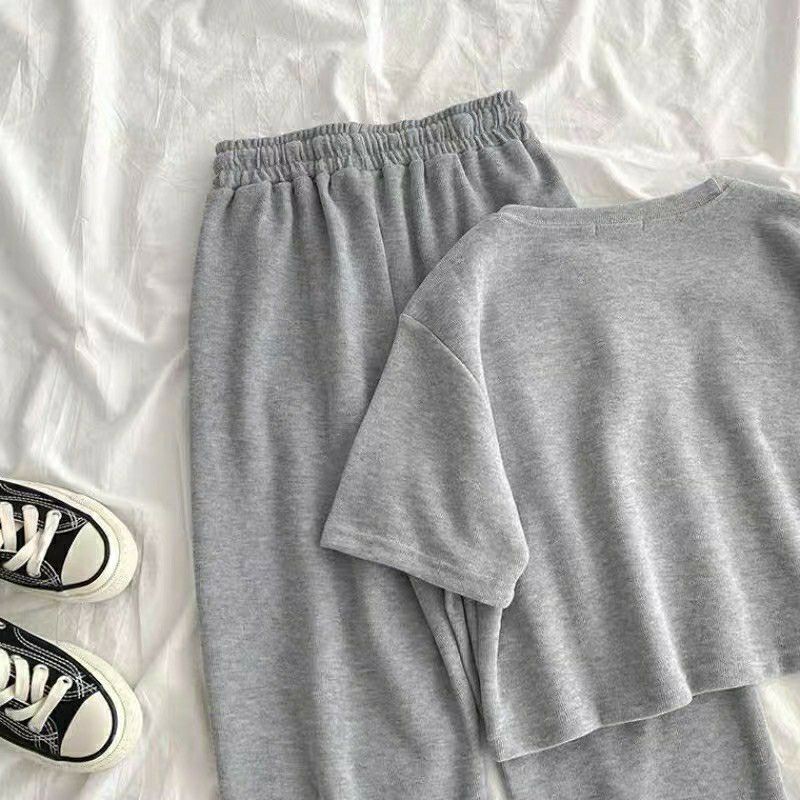 KAOS DAILY CROP TOP ONE SET POLOS / SETELAN ONE SET WANITA / PAKAIAN WANITA / ATASAN DAN CELANA