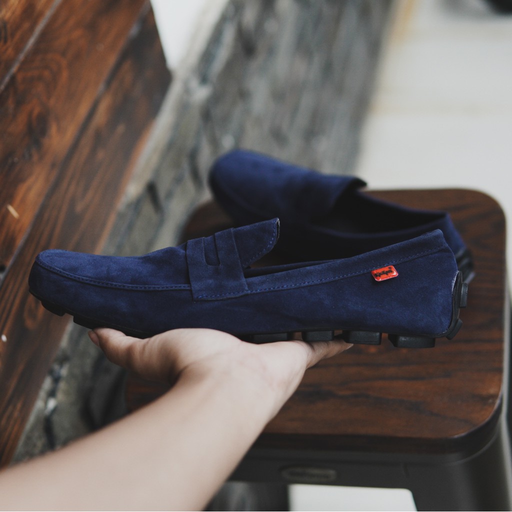 MS SHOP - CUCI GUDANG!! Shoes Kickers Jevlin Moccasin Suede Navy Sepatu Slip On Pria Selop Simple