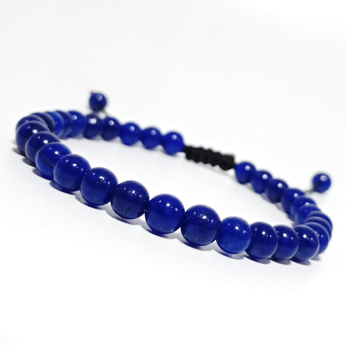 Gelang Batu Giok Biru Dim 6mm Dan 8mm Tali Shambala