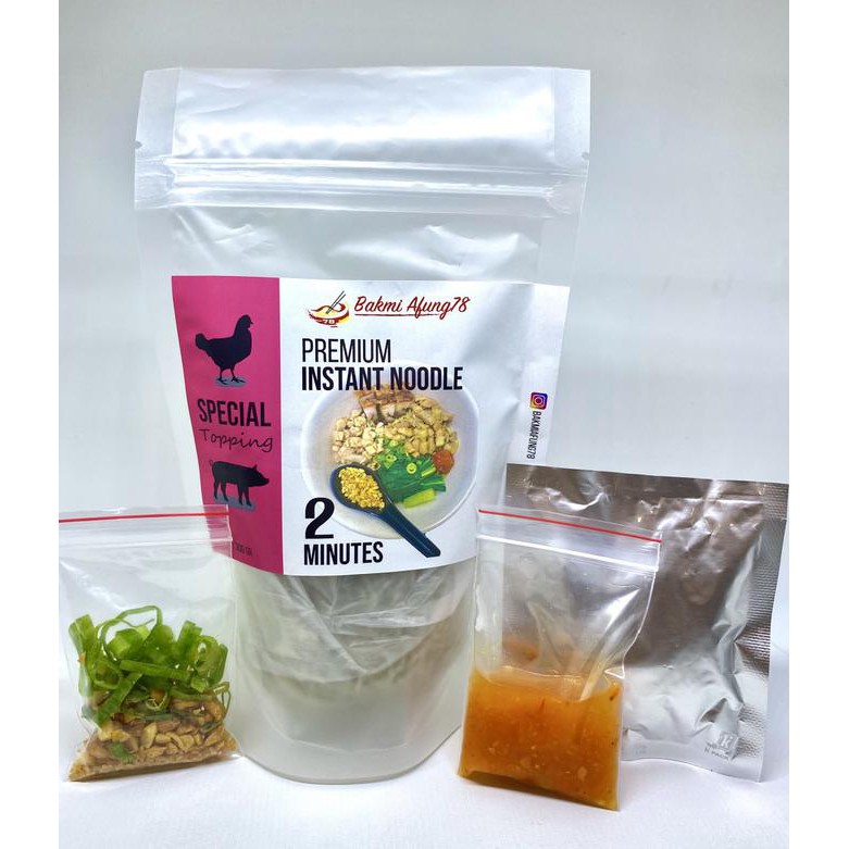 

Terlaris# Bakmi Afung 78 (Cook At Home) Topping Ayam+Samcan+Siobak