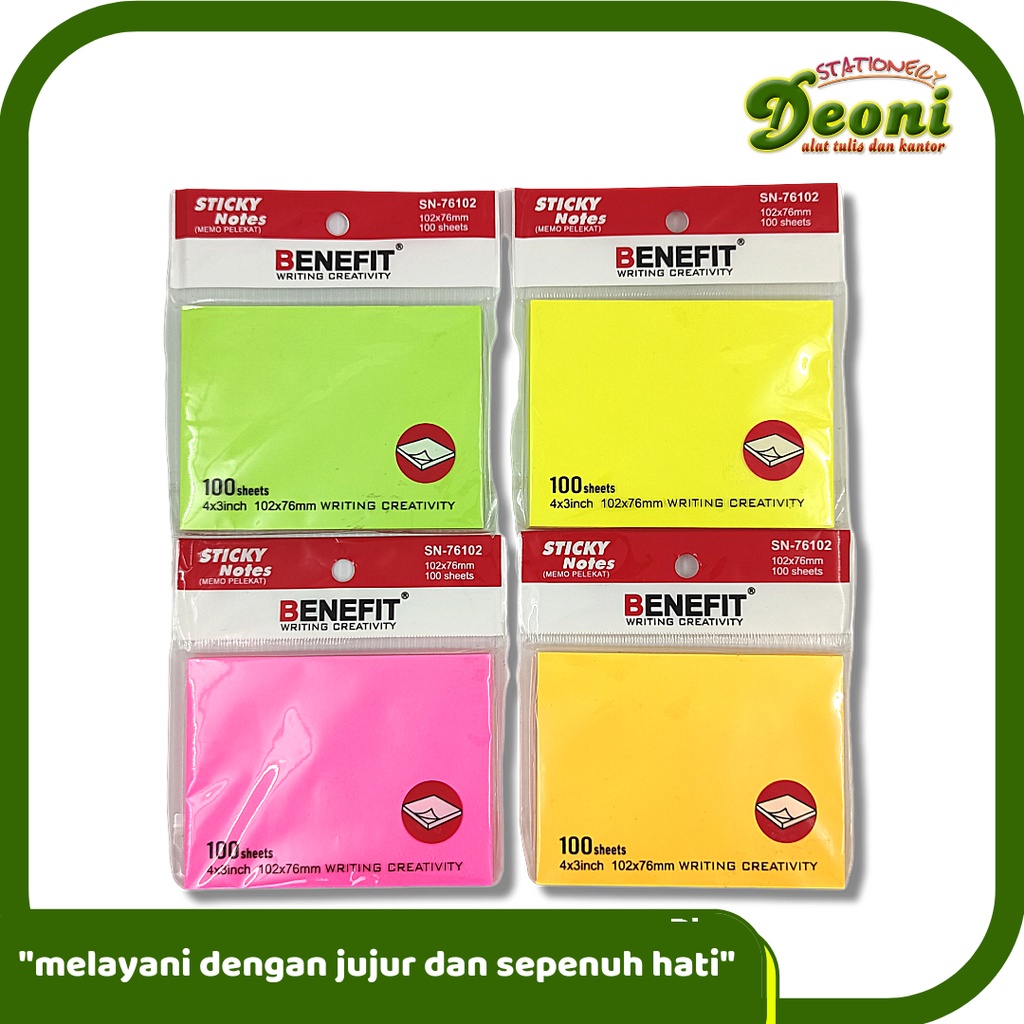 

BENEFIT SN 76102 Sticky Notes Memo Pelekat 100 Lembar