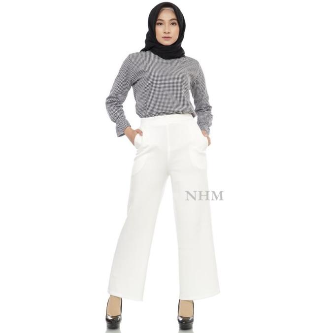 Celana Kulot Scuba PUTIH, Kulot Polos Scuba Premium