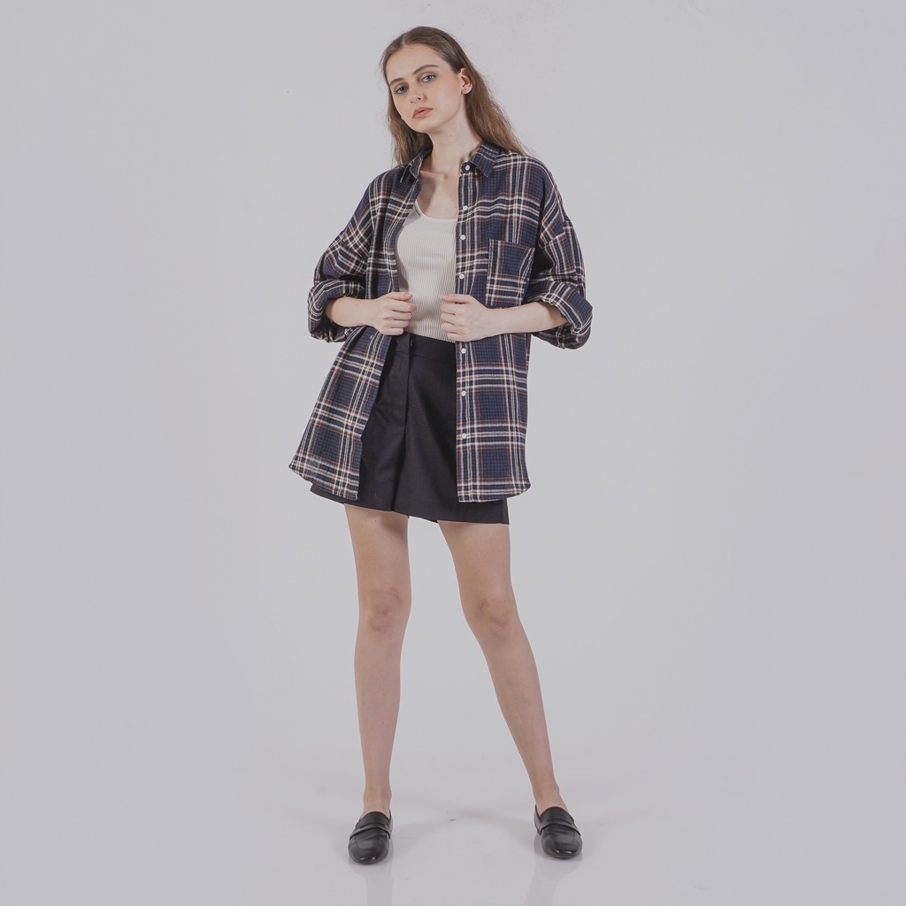 This Is April – Kemeja Wanita Ellen Top Navy Brown – 181101-5