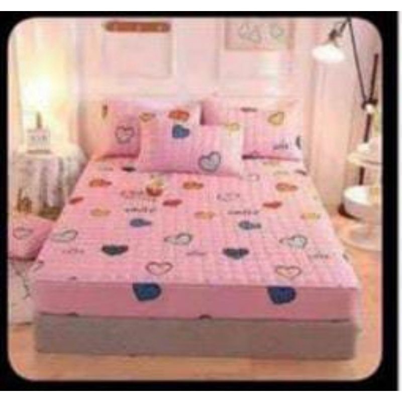 sprei sultan waterproof ukuran 160x200cm-Pink love