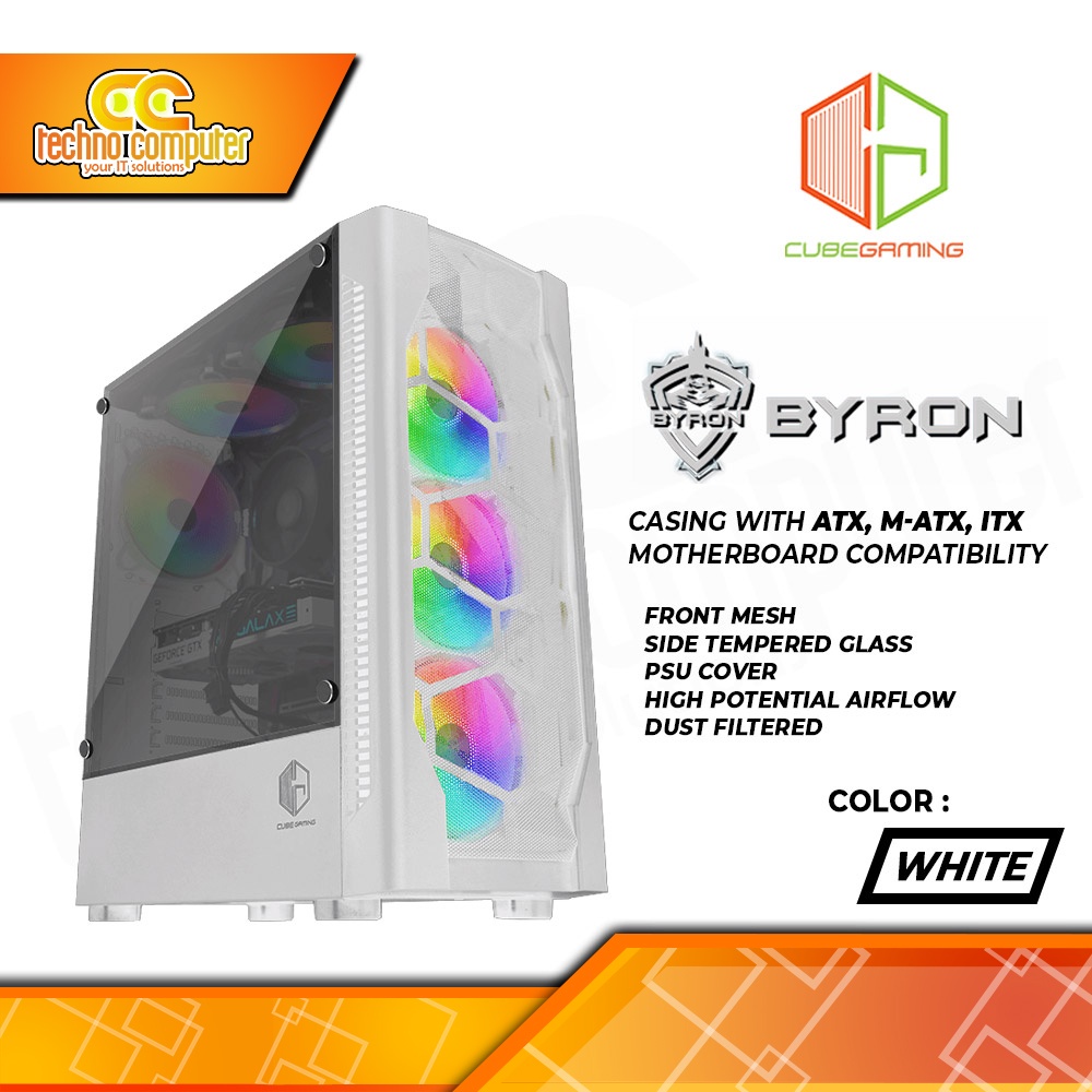 CASING CUBE GAMING BYRON White - ATX Case With Tempered Glass
