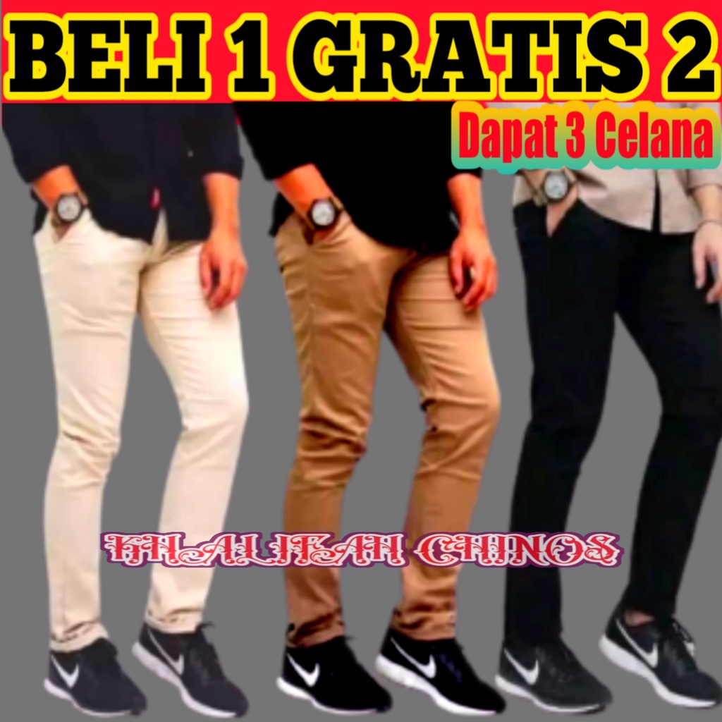 CELANA CINO PANJANG PRIA / CELANA PANJANG PRIA TERBARU / CELANA CHINO BELI 1 GRATIS 2 DAPAT 3 CELANA!!!!!!