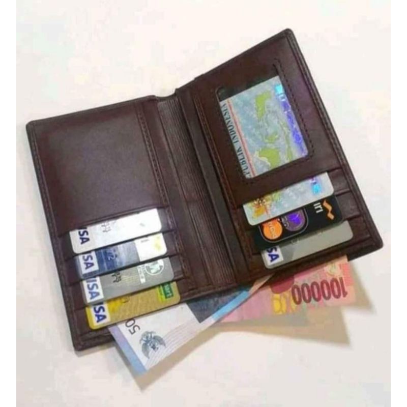 Dompet Kulit Pria 3/4 100% ORIGINAL Kulit Asli Tanpa Slot Tengah
