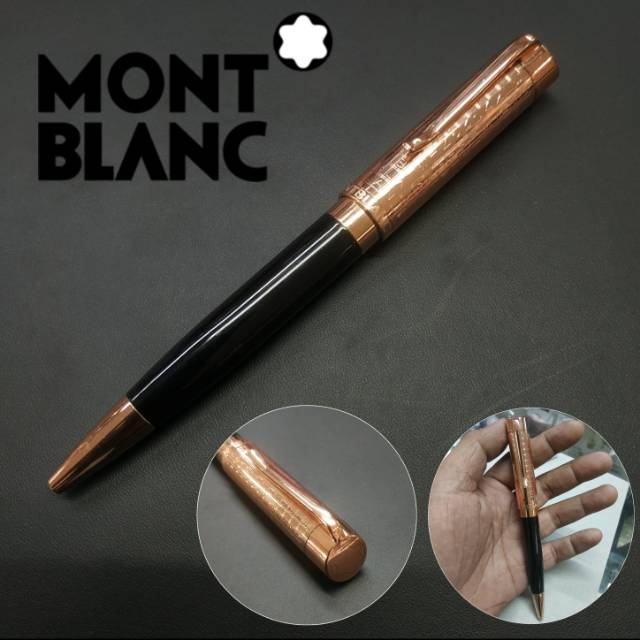 

Ballpoint pulpen mewah model putar Montblanc rose gold black
