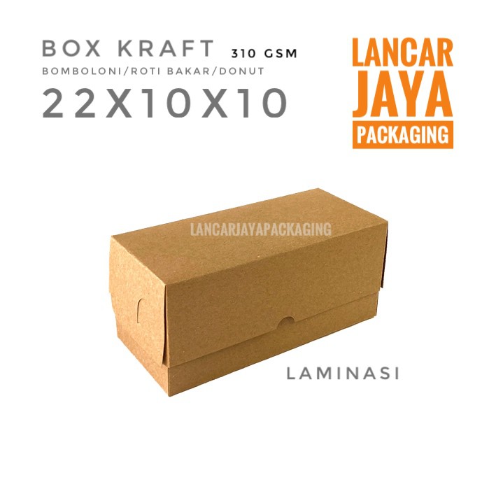 

Box Roti Bakar Bomboloni Kotak Bolu Donut Dus Kue Kraft 22x10x10 Laminasi