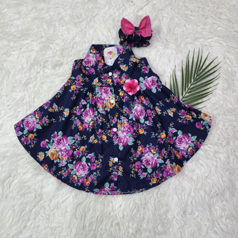 Baju bayi perempuan dress kipas + bandana