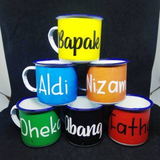 CUSTOM SATUAN Mug Vintage Enamel Cup Cangkir Gelas 