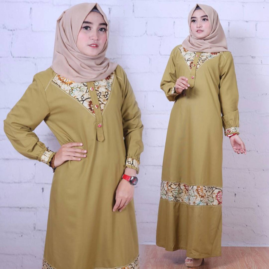 Gamis Katun Jepang Kombinasi Batik