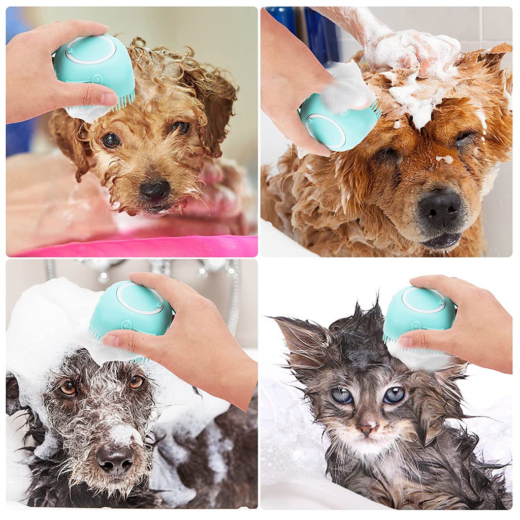 Sisir Sikat Mandi Kucing &amp; Anjing dengan Dispenser Shampo