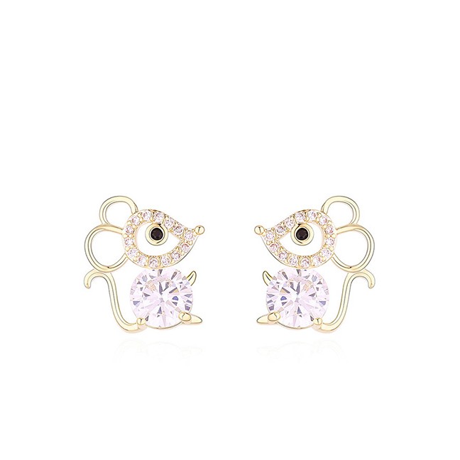 LRC Anting Tusuk Fashion Diamond Stud Earrings With Zircon Y63466