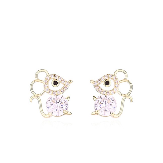 LRC Anting Tusuk Fashion Diamond Stud Earrings With Zircon Y63466