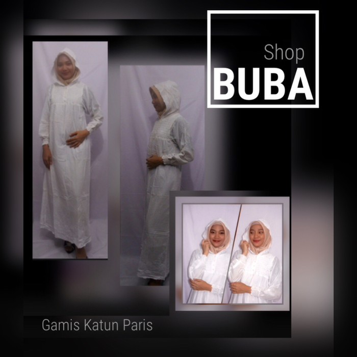 PROMO  Gamis Putih Jumbo Katun Paris Bordir /XXL   TERMURAH