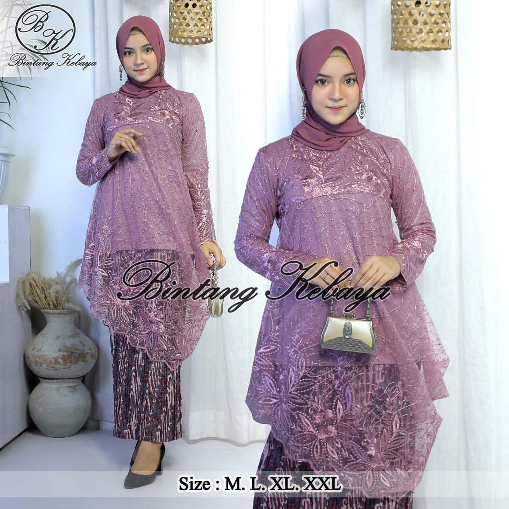 PROMO KEBAYA TUNIK TULLE MUTIARA BORDIR  / KEBAYA STELAN TULLE MUTIARA BORDIR