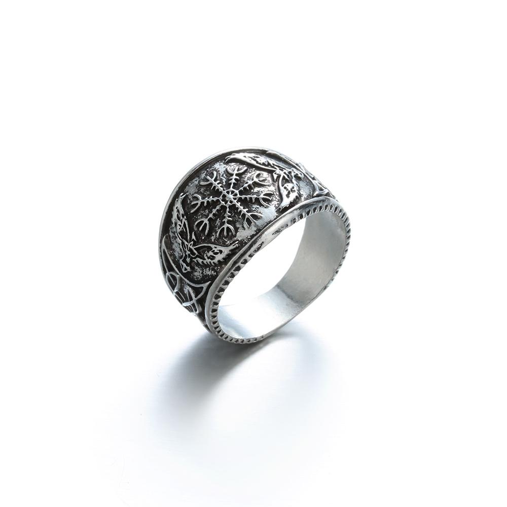 Cincin Desain Elang Kompas Viking Celtic Gaya Vintage Nordic Rock Untuk Pria