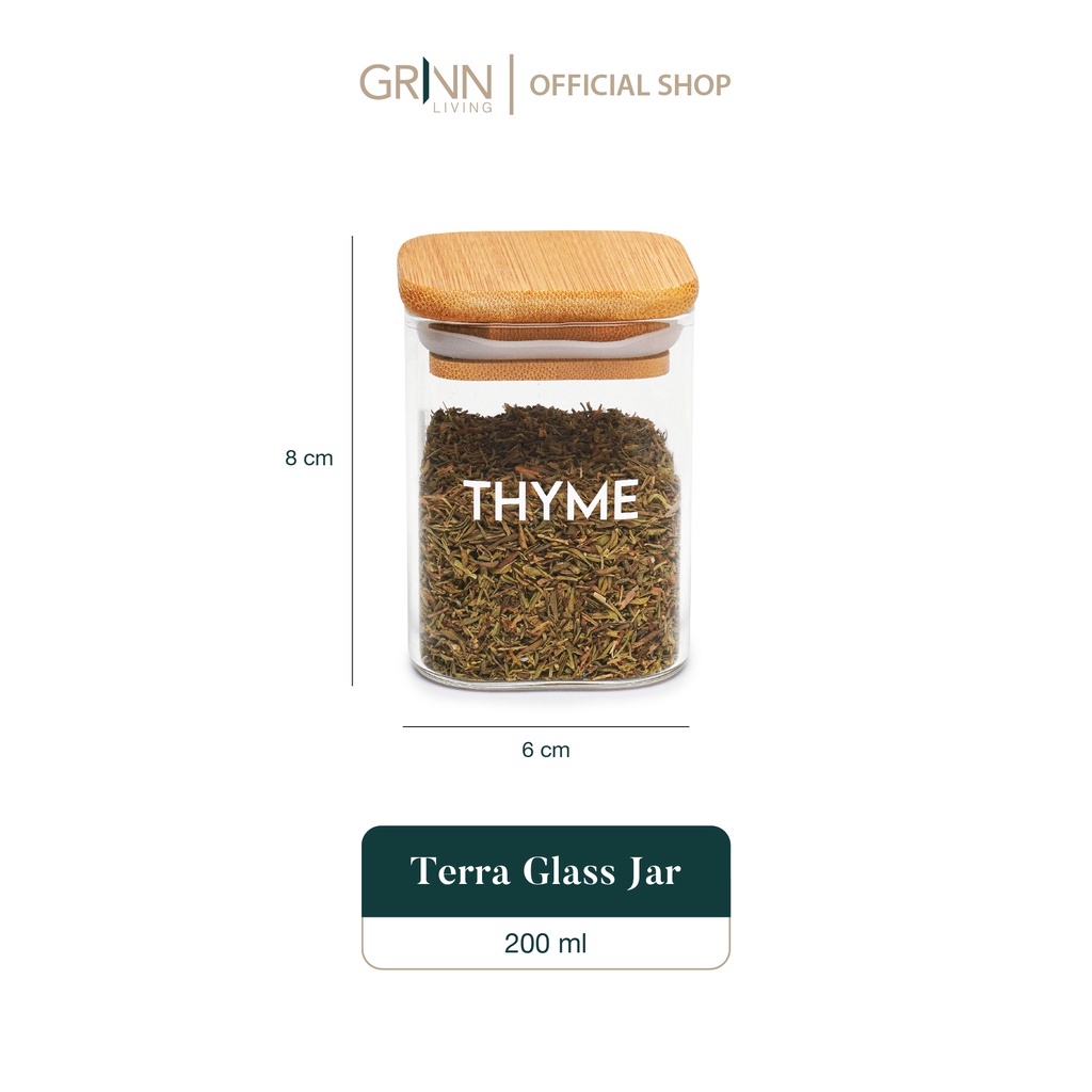 GRINN LIVING Cosmo Terra Bundle / Glass Jar / Toples Kaca Kedap Udara / Rak Bumbu Dapur Tingkat 3 Aesthetic