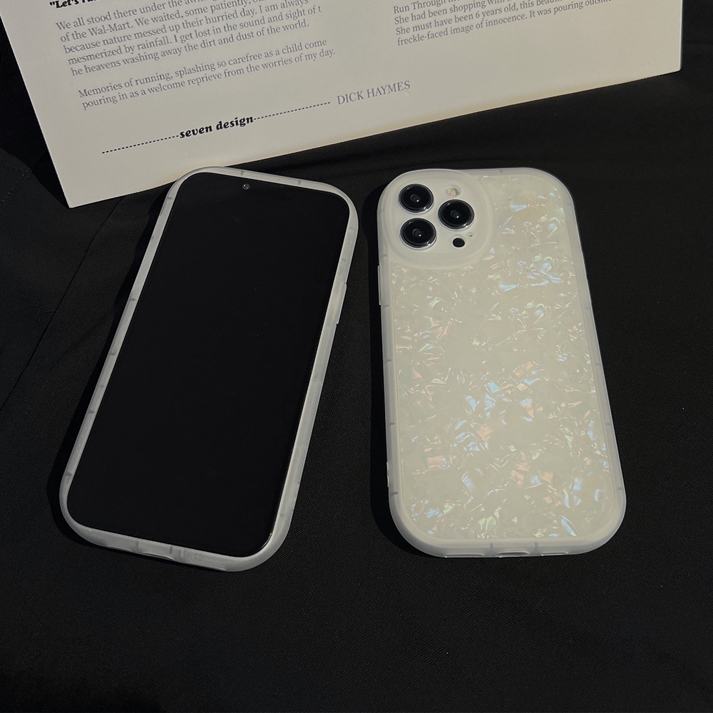 Fashion Crystal Clear White Shell Pattern Phone Case Cpmpatible for iPhone 11 13 12 Pro Max 6 6s 7 8 Plus XR XS MAX SE 2020 Soft TPU Lens Camera Protetion Back Cove