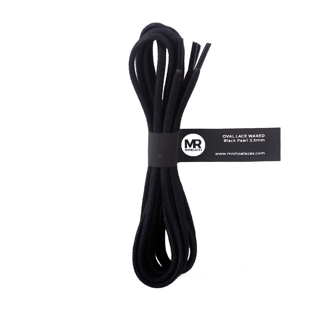 MR Shoelaces FC01 Hitam BLACK PEARL Tali Sepatu Lilin Oval 3.5mm (Waxed Laces) 50cm 80cm 100cm 120cm 150cm 200cm - Premium Shoelace