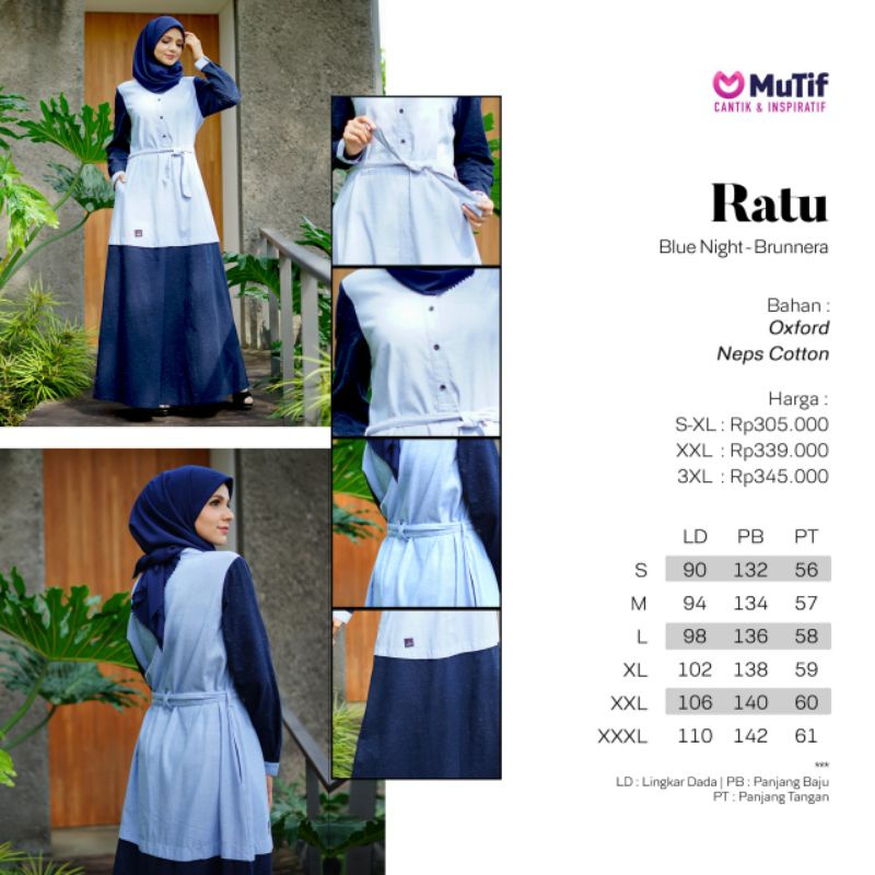 Mutif MV 37 Ratu Blue Night Brunnera - Baju Muslim Gamis Dress Terbaru Casual Premium Ori