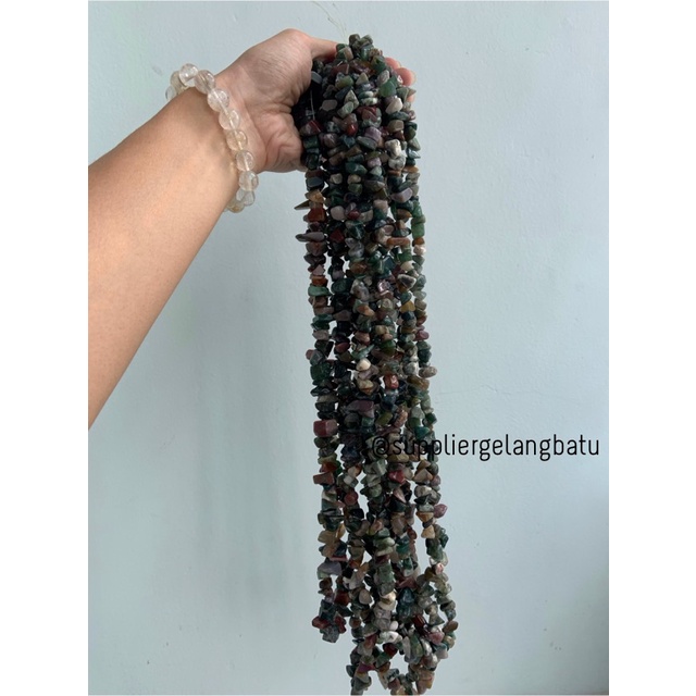 KERIKIL BESAR Batu alam indian agate bloodstone 2cm india hijau mix