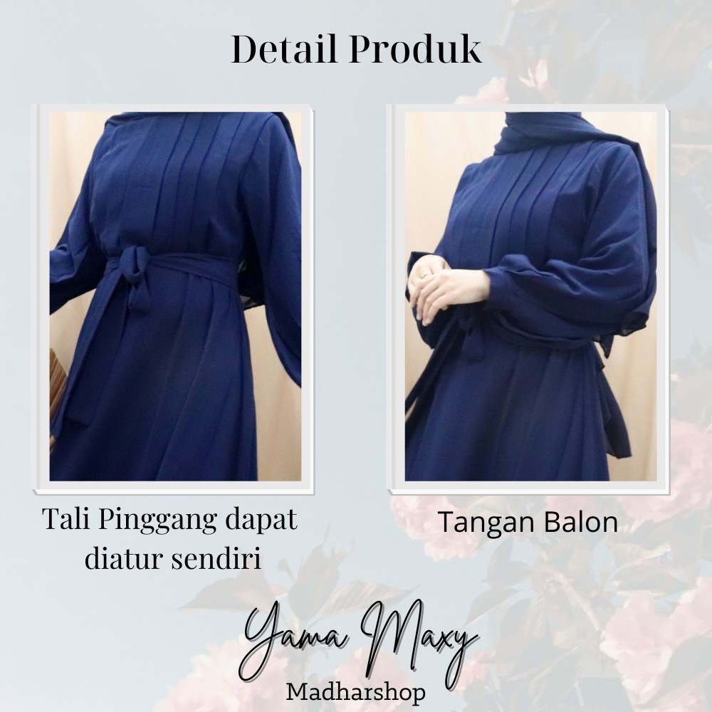 GAMIS WANITA SUPER JUMBO LD 120 YAMA MAXI (FREE BELT) Full Puring Long Dress Muslim Wanita Terbaru Kekinian Viral Size M L XL XXL Bahan Ceruty Armany Baju Gamis Wanita Remaja Polos Putih Lengan Balon Mewah Elegan / Gaun Baju Pesta Kondangan Wanita Modern