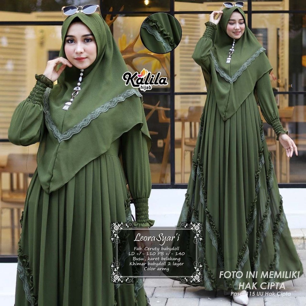 Gamis Syari Terbaru 2021 Set Khimar Gamis Renda Pesta Baju Syari Mewah Ootd Hijab Dress Muslim Jumbo