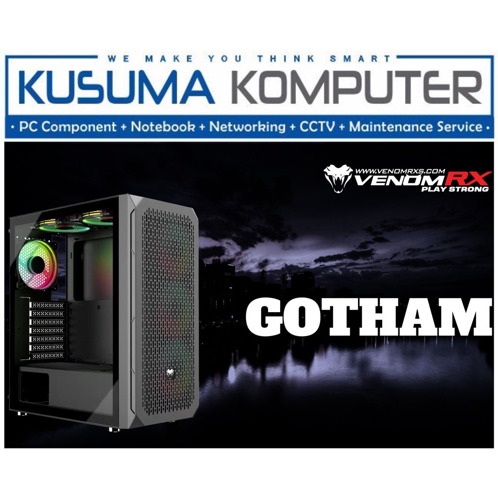 Venomrx Gotham + 3 Fan ARGB Tempered Glass Casing PC Gaming