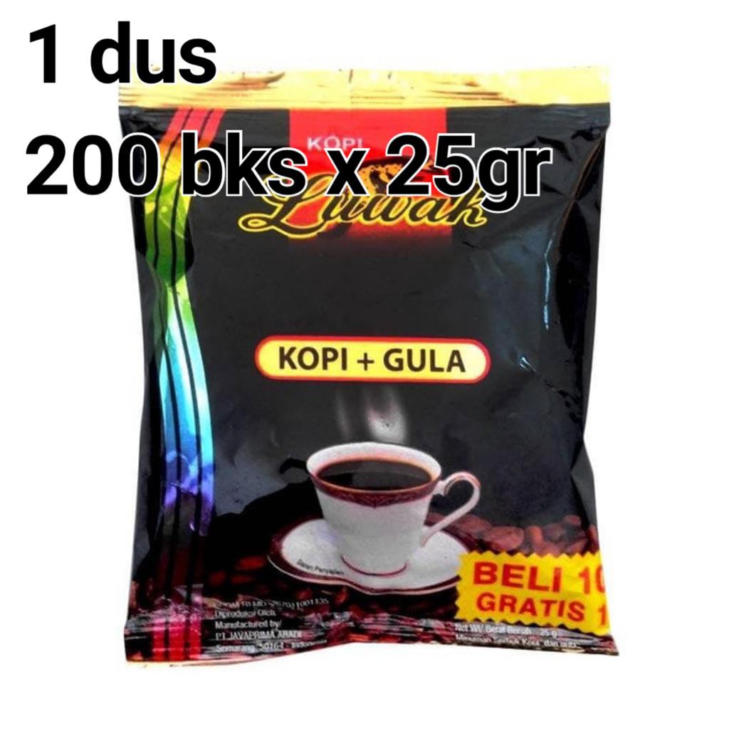KOPI LUWAK PLUS GULA BLACK COFFEE 25gr / 1 DUS ISI 200 BKS