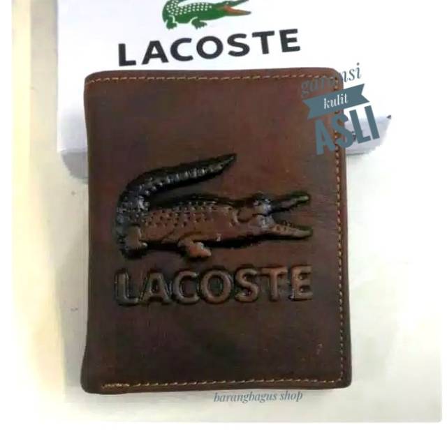 Dompet Import semi panjang kulit asli pria Branded Lacoste