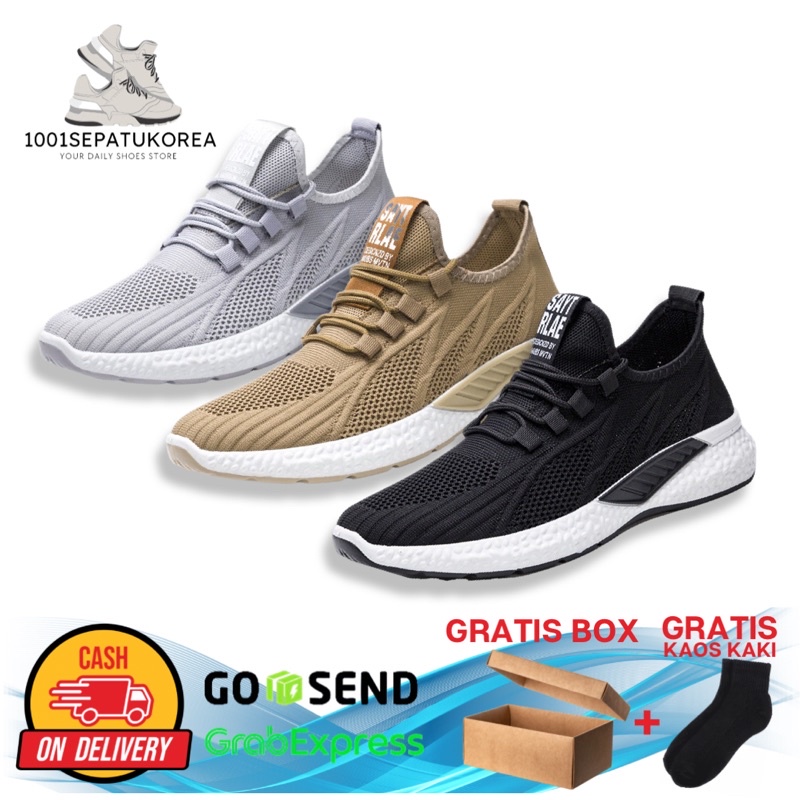 1001 IMPORT SEPATU SNEAKERS PRIA SPORT ZIGZAG + BOX DAN KAOS KAKI !!! - 3 WARNA