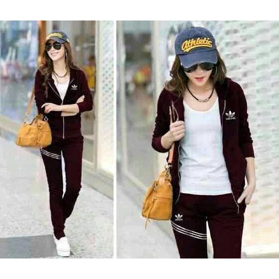 Baju Jogging Adidas Stelan Adidas Jaket Adidas Wanita Stelan Baju Gym - Hitam