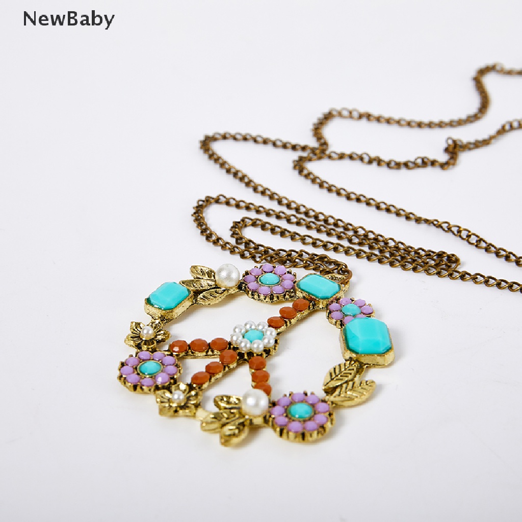Kalung Rantai Dengan Liontin Simbol Perdamaian Gaya Retro Untuk Wanita