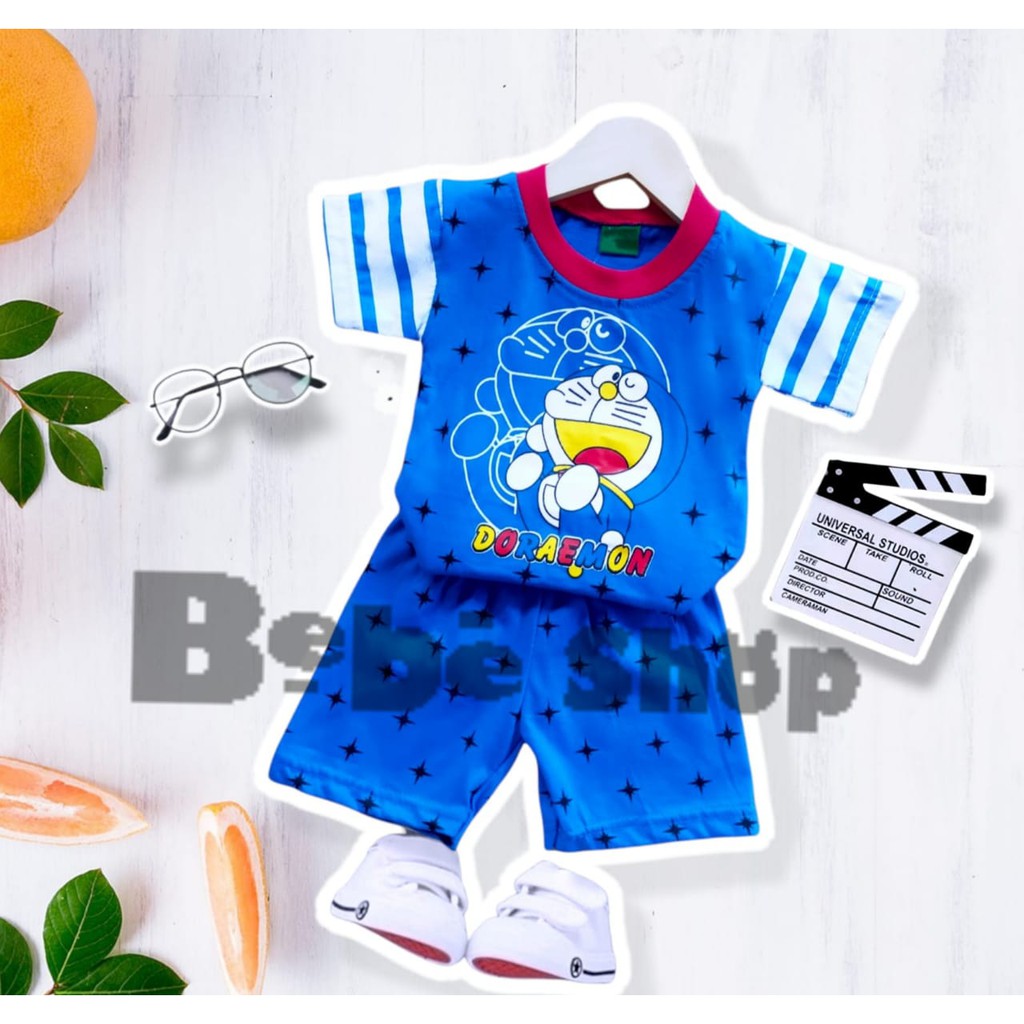 Setelan Baju  anak Karakter  Doraemon Bintang Usia 0-10 Tahun