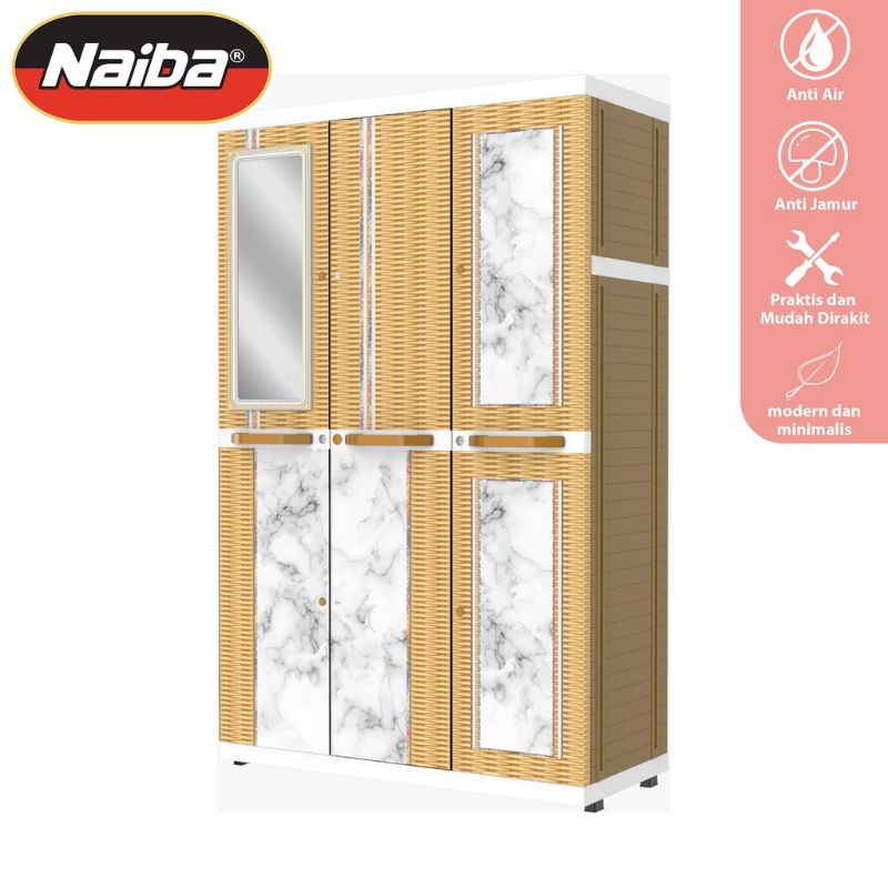 Lemari Pakaian Plastik Jumbo Naiba Mega Msc Mirror 3 Pintu