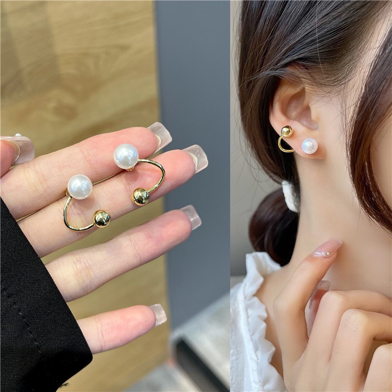 S925 Perak Korea Retro Anting Mutiara Fashion Anting Untuk Wanita Perhiasan Aksesoris - olo