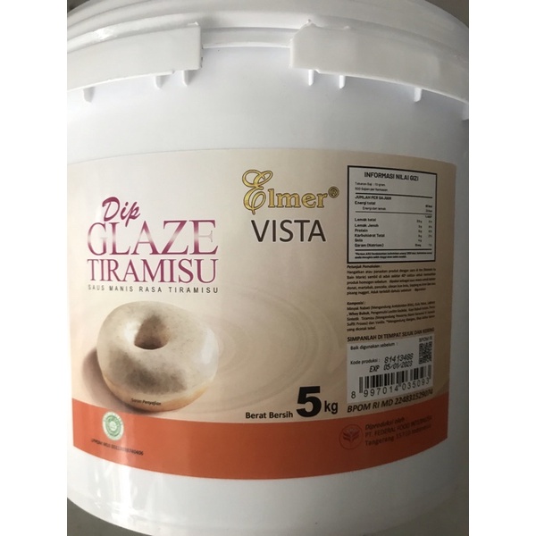 

Dip Glaze Tiramisu Elmer Repack 1kg - 500gr - 250gr / Toping Donat, Selai