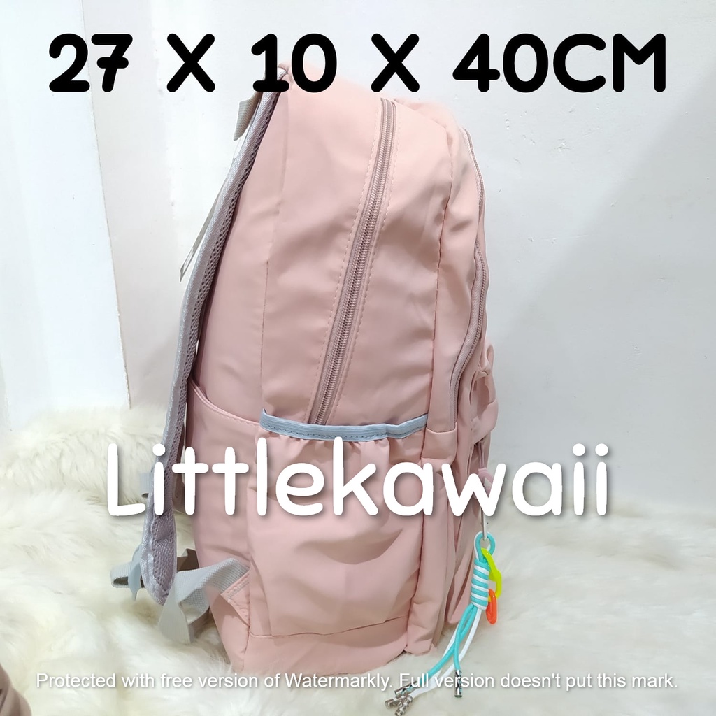 LK/Tas Ransel Laptop Backpack Parasut Sekolah Fashion Anak Remaja Design For Love Gantungan Import